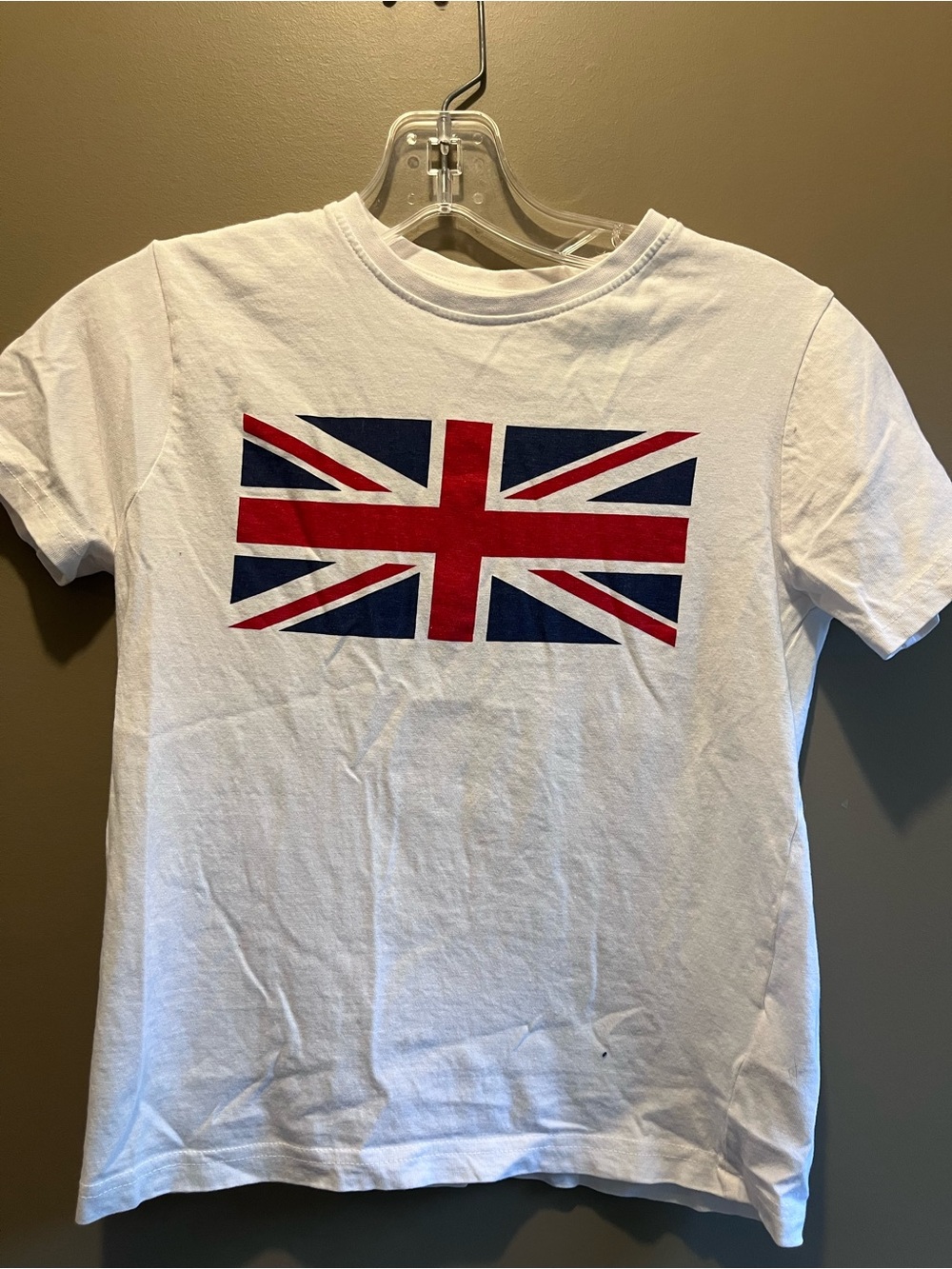 Primark White Tee with Red and Navy Union Jack Graphic kids 8-9